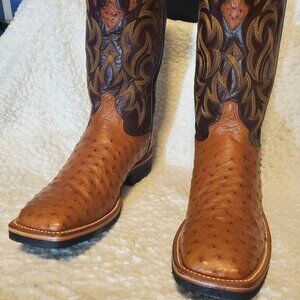 EUC Justin Ostrich Boots 8.5 D Made in the USA. NOT Alligator, Caiman or Lizard